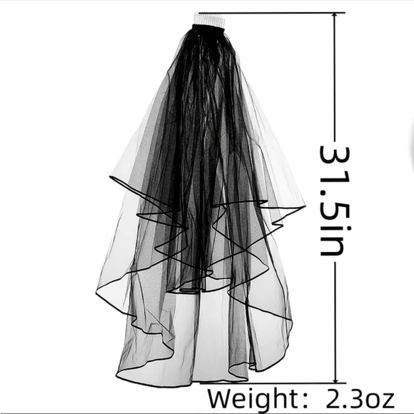 💕Two Tiers Black Wedding Veil with comb. - Picture 2 of 5